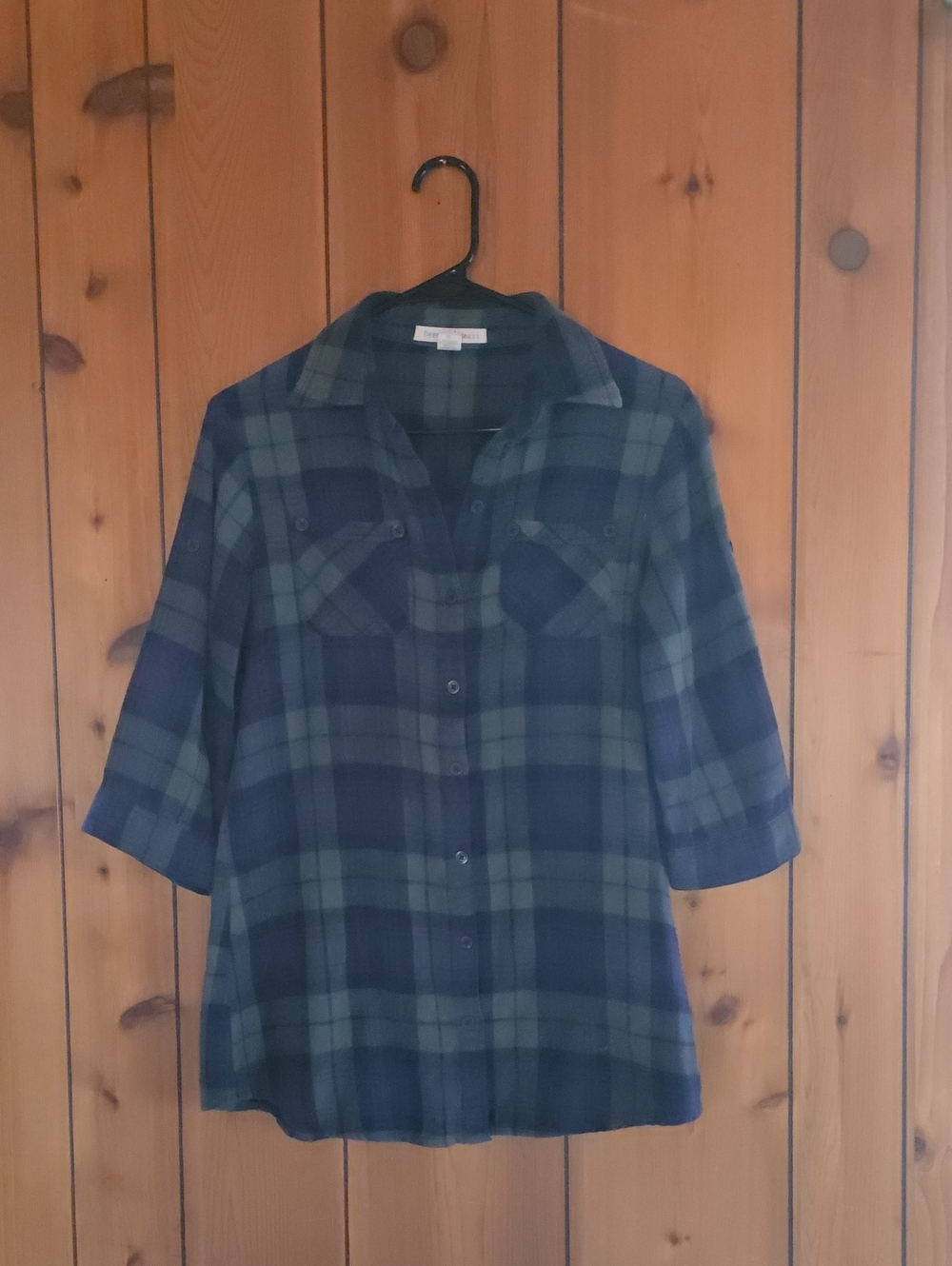 Derek Heart Blue and Green Plaid Button-Down Shirt